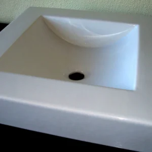 lavabo de sobre encimera cuadrado sin orificio para griferia